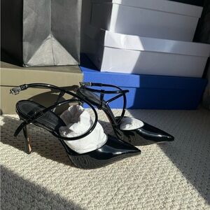 SCHUTZ Glossy Black Strappy Heels